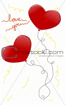Two red heart baloons