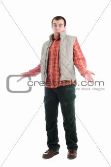 Man looking confused isolated over a white background