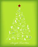 Christmas tree on green background. Vector