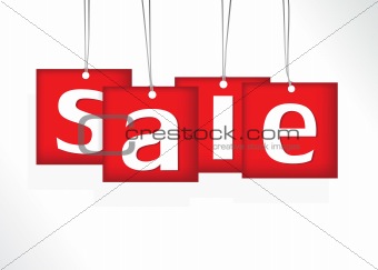Red hanging sale labels.