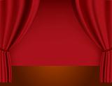 Red curtain in theatre. Vector