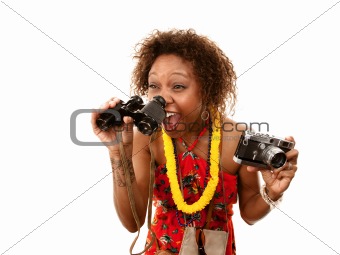 Funny African-American Tourist