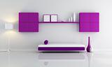 purple and white living room