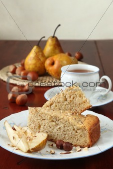 Pear and hazelnut cake