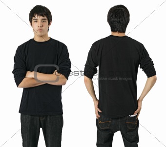 Male with blank black shirt