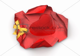 Love candy unwrapped isolated (love, valentine day series; 3d isolated characters)