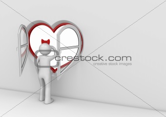 Girl looking for a boy (love, valentine day series; 3d isolated characters)