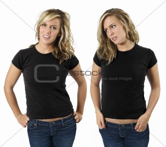 Female with blank black shirts