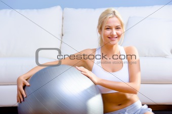 Young Woman with Exercise Ball