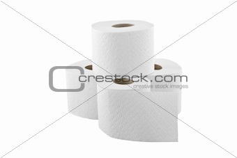 four rolls of toilet paper isolated on white