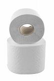 two rolls of toilet paper isolated on white