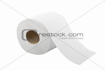 one roll of toilet paper isolated on white