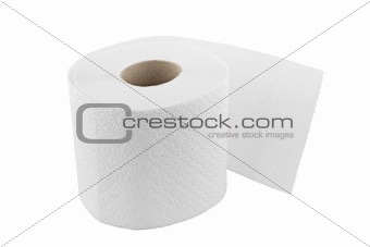 one roll of toilet paper isolated on white