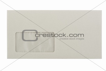 greyish Envelope with a window, isolated on white