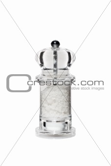 transparent perspex pepper mill isolated on white