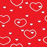 White hearts on red background