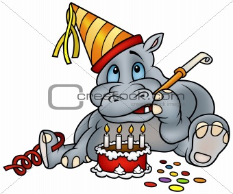 Hippo and Birthday Cake