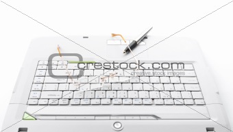 White keyboard of laptop