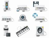 Vector white computer icon set. Part 3. USB devices