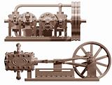 Steam engine front and side