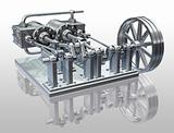 Twin cylinder steam engine