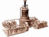 Four cylinder steam engine and boiler