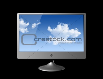 3D Computer monitor isolated on black