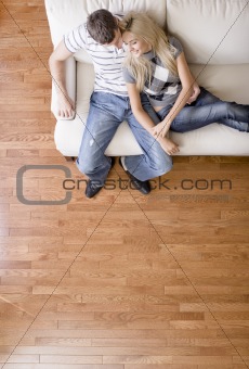 Overhead View of Couple on Love Seat