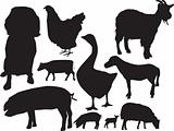 farm animals sihouette set