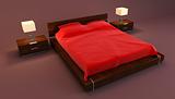 red bedroom interior 3d rendering