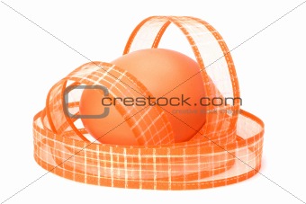 easter egg with ribbon isolated on white