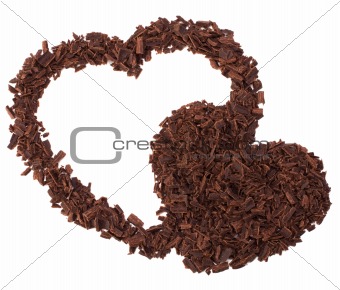 chocolate hearts isolated on white