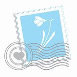 Postage stamp with snowdrop