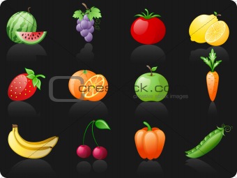 Fruit and  Vegetables_black background 