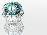 3d sphere in silver framework