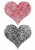 two fingerprint hearts, vector