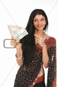 Young woman holding money