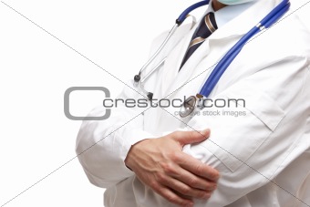 Closeup of self confident male doctor with stethoscop