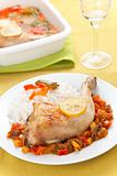 roast chicken with red and green peppers