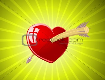 Vector illustration of red heart with arrow 
