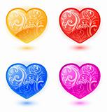 Set of vector floral hearts 