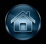 home icon dark blue, isolated on black background