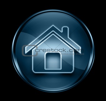 home icon dark blue, isolated on black background
