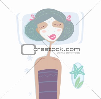 Spa - Girl with facial sea mask