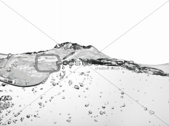large water wave and air bubbles
