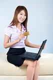 asian business women online shopping