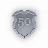 number fifty on metal shield