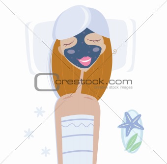 Wellness & spa: woman with facial mask