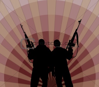the silhouettes of two men