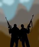 the silhouettes of two men